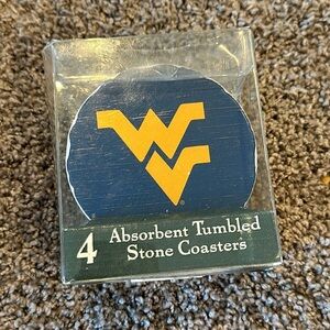 West Virginia WVU Mountineers set of 4 absorbent stone coasters new in box